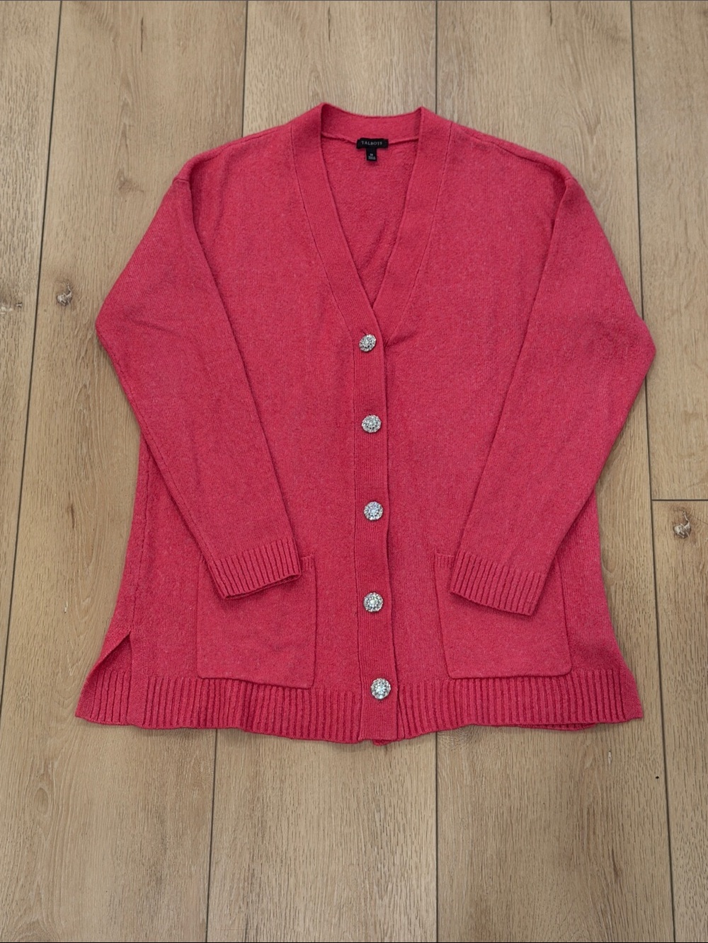 Talbots Rose Pink V-Neck Button Front Cardigan